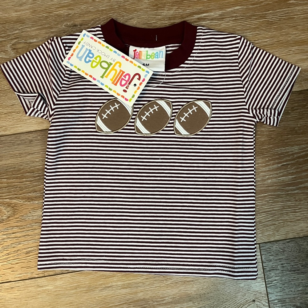 Jelly Beans Baby Boys' Maroon Striped Football Tee 6M NWT